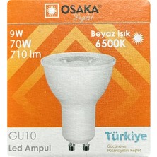 Avarson (1 Adet) Osaka 9W (70W) Beyaz Işık (6500K) GU10 Duylu LED Çanak Ampul