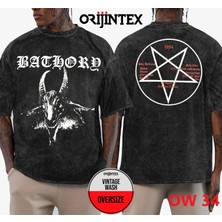 Bathory Yıkamalı Over Size Tişört M