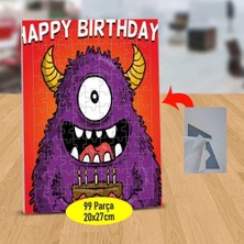 Asilmeydan Happy Birthday Yazılı Mor Canavar 99 Parça Puzzle Yapboz Tablo-7