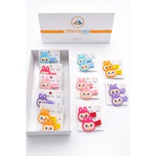 Vitrinmixmini 10 Adet Labubu Pensli Kız Çocuk Toka Seti- Kutulu