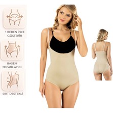 Bipamuk Kadın Göğüs Altı Body  Bel ve Basen Toparlayıcı Yüksek Bel Şekillendirici Body Sırt Destekli