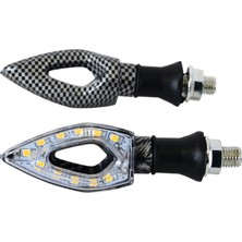 Moto Eczane Sinyal Takımı Delikli LED Sarı Işık Gövde Karbon