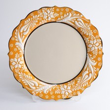 Korkmaz Çini 26 cm Beyaz Kabartma Kaligrafi Tabağı