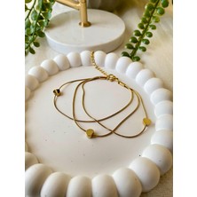 Stainless Steel Çelik Üçlü Kalp Gold Bileklik