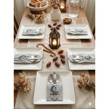 Rosfloa 6' Lı Ramazan Iftar Davet Sofrası Keçe Peçetelik & Çatal Kaşıklık Sunum Seti-Hediyelik