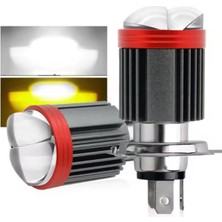 Moto Eczane Far Ampulü H4 Mercekli LED Sarı-Beyaz LED