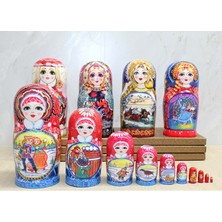 Katre46 10'lu Ahşap Matruşka Seti