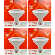 Avarson (4 Adet) Osaka 14W (100W) Sarı Işık (3000K) E27 Duylu (Kalın Duy) LED PAR30 Ampul