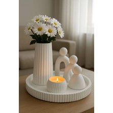 Liza Home Decoration Minimal Dekoratif Vazo, Mumluk, Aile Figürlü Tepsi Seti – El Yapımı Şıklık