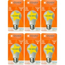 Avarson (6 Adet) Osaka 12VOLT 10W (75W) Beyaz Işık (6500K) E27 Duylu (Kalın Duy) LED Ampul