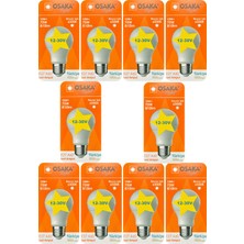 Avarson (10 Adet) Osaka 12VOLT 10W (75W) Beyaz Işık (6500K) E27 Duylu (Kalın Duy) LED Ampul