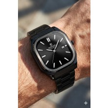 Reward Siyah Erkek Kol Saati | 42 mm Köşeli Çelik Kasa, Siyah Kadran, Siyah Çelik Kordon, 5ATM