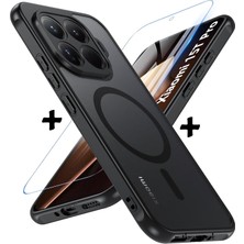 M.TK Moveteck Xiaomi Mi 15T Pro Kılıf Mat Magsafe Halkası Görünümlü Hassas Butonlu Kamera Korumalı Yumuşak Renkli Kenarlı Mat Kapak + Ekran Koruyucu Cam Set 2in1