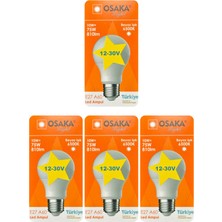 Avarson (4 Adet) Osaka 12VOLT 10W (75W) Beyaz Işık (6500K) E27 Duylu (Kalın Duy) LED Ampul