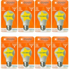 Avarson (8 Adet) Osaka 12VOLT 10W (75W) Beyaz Işık (6500K) E27 Duylu (Kalın Duy) LED Ampul