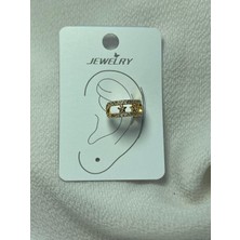 Zirkon Taşlı Kıkırdak Gold Çelik Küpe