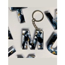 Epoksi Siyah Dalgalı M Harf Anahtarlık (1 Adet)