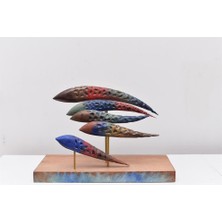 Katre46 El Yapımı Meşe Ağacından Renkli Balıklar