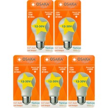 Avarson (5 Adet) Osaka 12VOLT 10W (75W) Beyaz Işık (6500K) E27 Duylu (Kalın Duy) LED Ampul