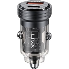 Livx Transparent 45W Pd/qc Type C ve USB Çıkış Ultra Hızlı Mini Araç Şarj Cihazı L35