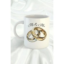 Sartre Art Sevgililer Günü Tasarımlı Alyans Temalı Hediyelik Porselen Kupa Bardak