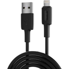 Juo 12W 2.4A Usb-A To Lightning iPhone iPad Silikon Hızlı Şarj ve Data Kablosu Siyah 2 Metre