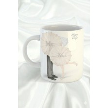 Sartre Art Sevgililer Günü Temalı Mr. Mrs. Tasarımlı Hediyelik Porselen Kupa Bardak