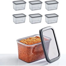 6'lı Set Skali Dikdörtgen Saklama Kabı Antrasit 1210 ml