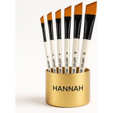 Hannah Resim Fırça Seti Yan Kesik Uçlu Akrilik Yağlıboya Suluboya Beyaz 6 Parça Fırça Seti