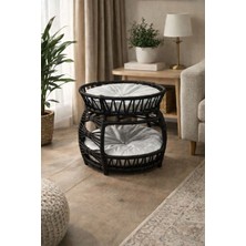 Todek Home Galaxy Çift Katlı Kedi Yatağı – Modern Rattan Tasarım, Yumuşak Minderli, Iç Mekan Kedi Evi