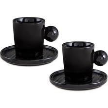 Golfline Siyah 2'li Tabaklı Kahve Fincan Takımı 90 cc