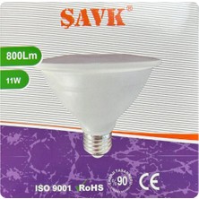 (1 Adet) Şavk 11W 6500K (Beyaz Işık) PAR30 E27 Duylu (Kalın Duy) LED Spot Ampul