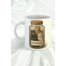 Sartre Art Antide*resan Kediler Tasarımlı Hediyelik Porselen Kupa Bardak