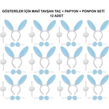 Kuzgun Ticaret Mavi Tavşan Kostüm Seti – Taç, Papyon, Ponpon (12’li Paket) - Lisinya