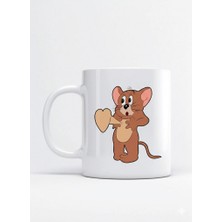 Sartre Art Sevgililer Günü Özel Tom ve Jerry Aşık Jerry Tasarımlı Porselen Kupa Bardak
