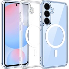 Galaxy S25 Için Kılıf Kamera Korumalı Magsafe ile Uyumlu Wireless Şarj Özellikli Şeffaf Silikon Kılı