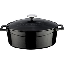 Oval Döküm Tencere, 29 Cm, 4.67 L Hacim, Siyah