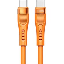 Pdateknoloji 100W Type-C To Type-C Hızlı Şarj ve Data Kablosu 1.3m AZ-B03A (2 Farklı Renk) (Turuncu)