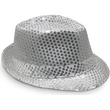 Kuzgun Ticaret Disko  Gümüş Payetli Fötr Şapka Yetişkin Boy - Lisinya