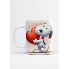 Sartre Art Snoppy Çizgi Filmi Snoppy Tasarımlı Hediyelik Kahve Porselen Kupa Bardak