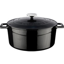 Döküm Yuvarlak Tencere, 28 Cm, Siyah