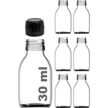 30 ml Sızdırmaz Kapaklı Şeffaf Shot Şişesi 30 cc Ginger Şat Beyaz Cam Şişe 6 Adet (Kilitli Plastik S