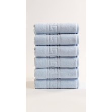 6'lı Mavi Greek El Havlusu - 50X90 Cm, 225 GR,%100 Pamuk, Spa ve Otel Havlusu, Günlük Kullanıma Uygu
