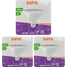 Avarson (3 Adet) Şavk 11W 6500K (Beyaz Işık) PAR30 E27 Duylu (Kalın Duy) LED Spot Ampul