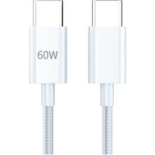 Pdateknoloji 60W Type-C To Type-C Hızlı Şarj ve Data Kablosu 1m Beyaz AZ-B06AB