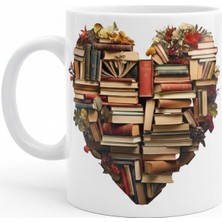 Sartre Art Kalbin Kitaplar Temalı Hediyelik Porselen Kupa Bardak