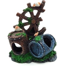 Aputue Akvaryum Dekorasyonu, Balık Tankı Aksesuarı Su Mağarası ve Saklanma Yeri, Reçine Kırık Varil