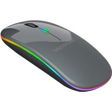 Microcase 1600 Dpı Şarj Edilebilir 2.4 Ghz Rgb Işık Çift Modlu Bluetooth Mouse - AL2767 Gri