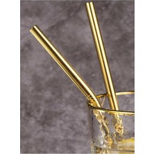 2'li Gold Paslanmaz Çelik Pipet, Temizleme Fırçası, Metal Pipet