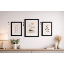 Modern Minimal Siyah Çerçeve Seti | 3’lü Duvar Tablosu | Pleksi Camlı